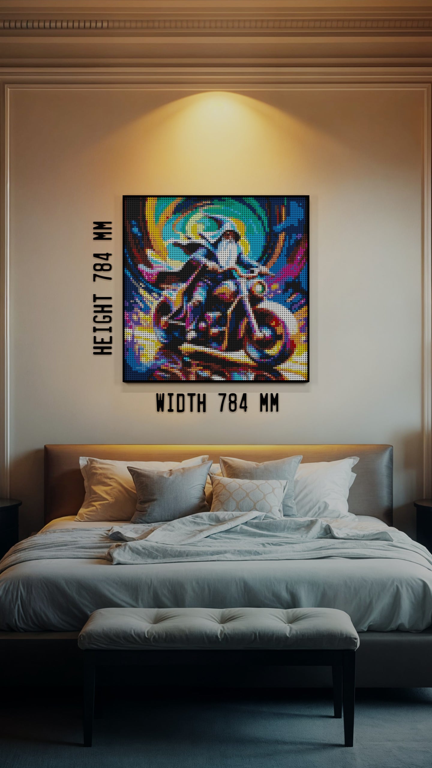 The Rune Roadster LEGO® Style mosaic wall art made from colorful plastic bricks